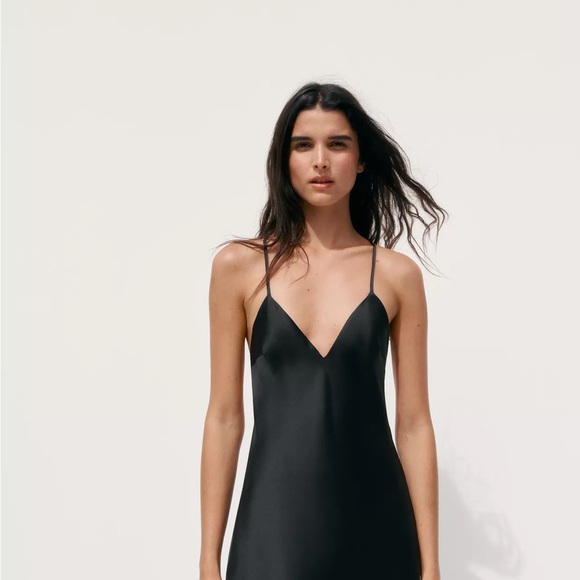Zara Dresses & Skirts - Zara Black Backless Satin Dress